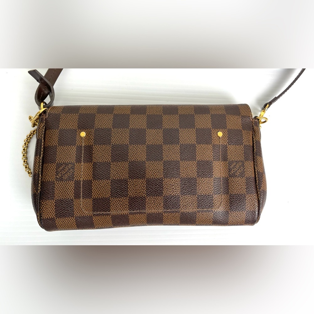 Authentic Louis Vuitton Favorite PM Damier Ebene Crossbody Clutch Purse Handbag - Picture 9 of 16